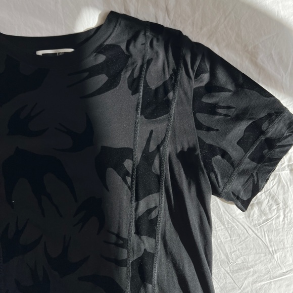 Alexander McQUEEN Swallow Printing Pattern Short Sleeve Black Men’s XL - Picture 1 of 5
